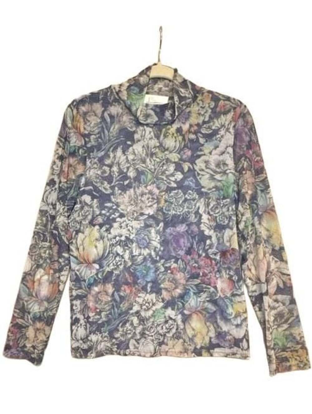 By Anthropologie Fairy/Cottagecore Floral Mesh Turtleneck Long Sleeve